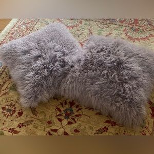 TWO Mongolian sheepskin pillow CASES.